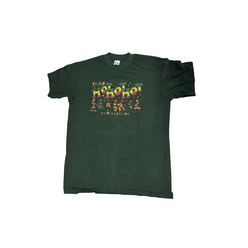 Vintage New‎ Orleans Jazz Single Stitch Green "Feelin Ho Ho Hot" Graphic Tee